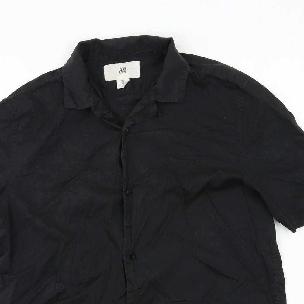 H&M Mens Black    Button-Up Size M