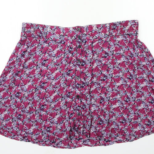 H&M Womens Purple Floral  Flare Skirt Size 38 in