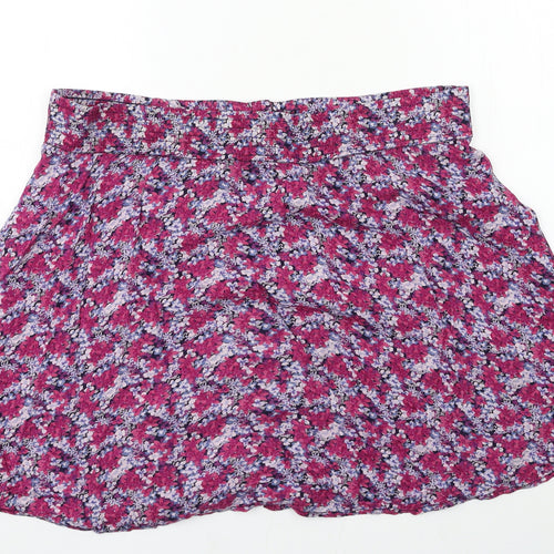H&M Womens Purple Floral  Flare Skirt Size 38 in