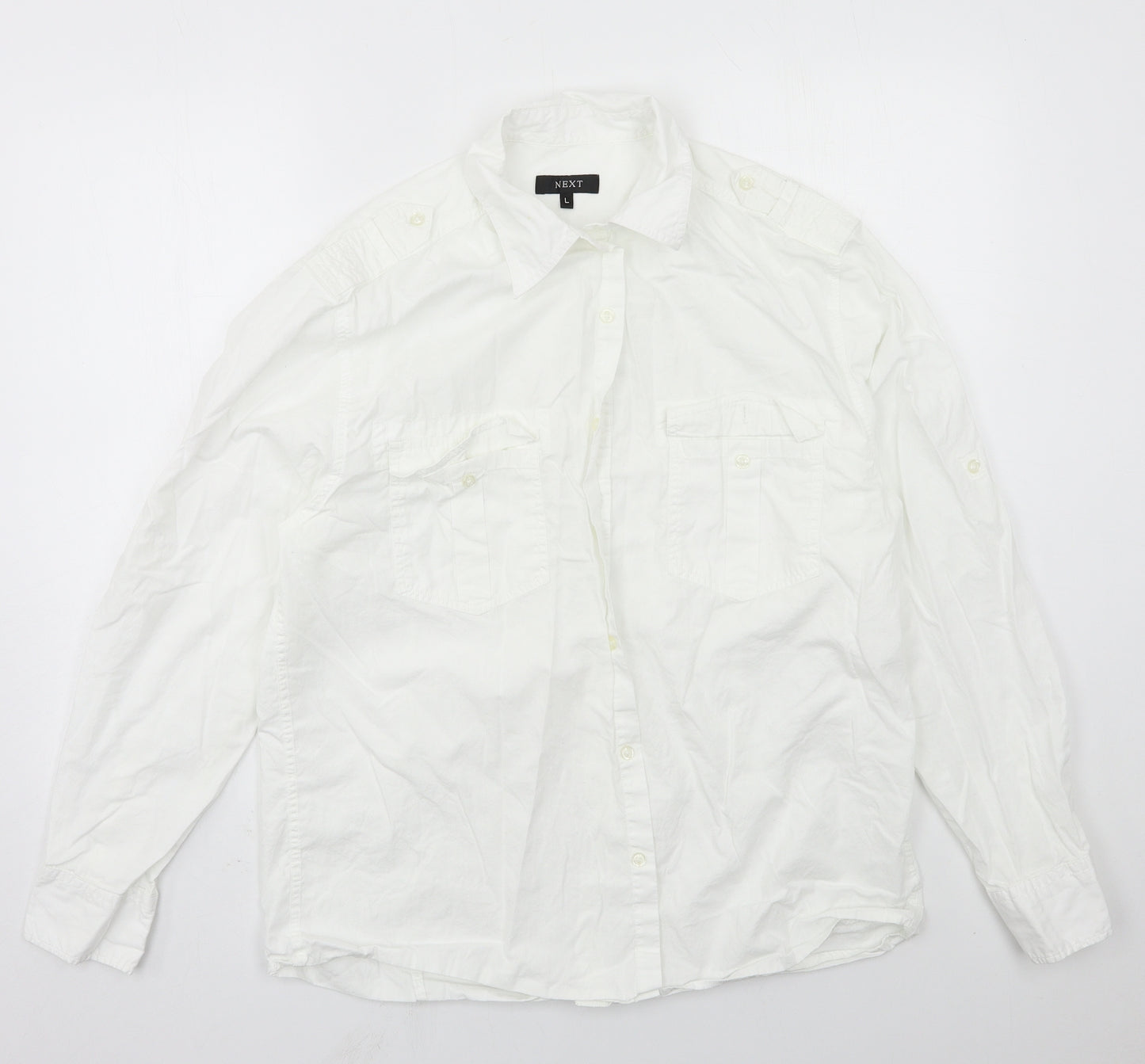 NEXT Mens White    Button-Up Size L