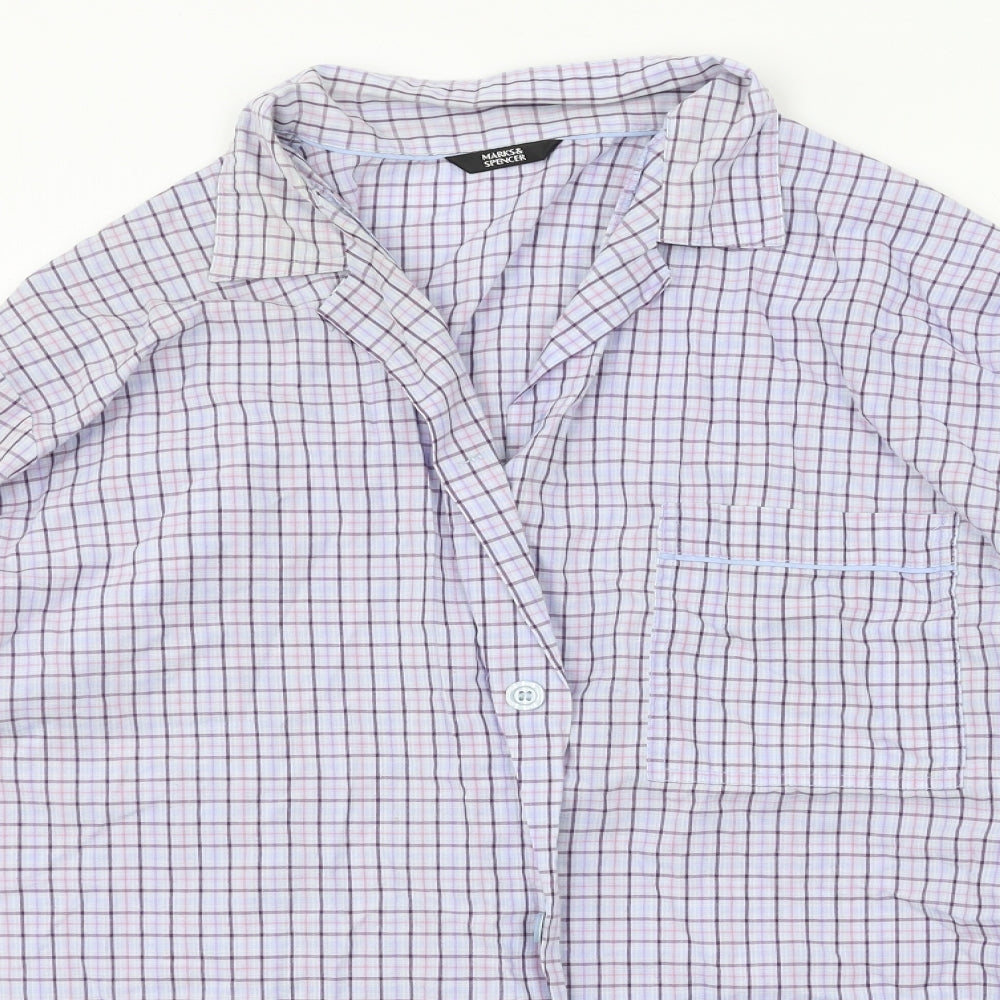 Marks and Spencer Womens Blue Plaid  Top Pyjama Top Size L