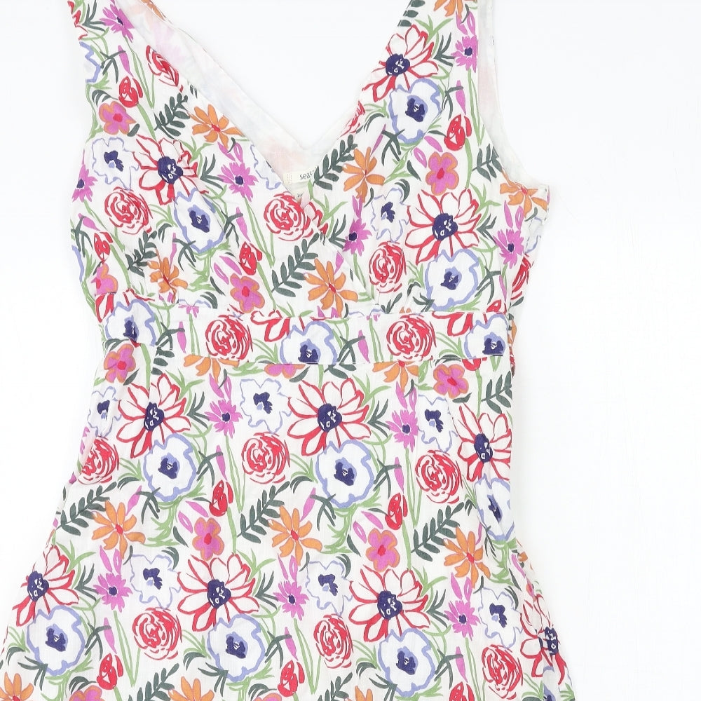 Seasalt Womens White Floral  Slip Dress  Size 16