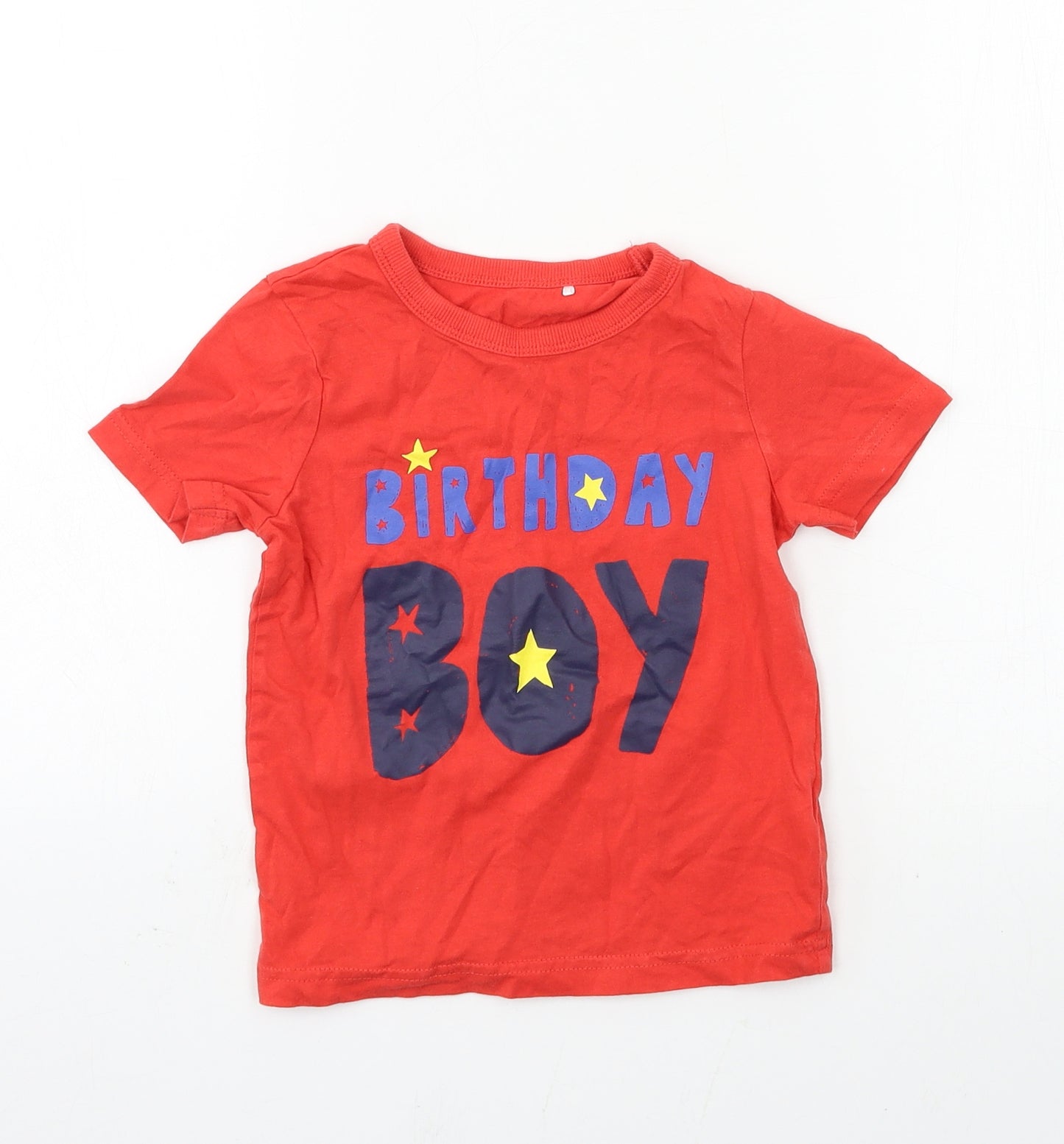 George Boys Red  Jersey Basic T-Shirt Size 2-3 Years  - Birthday Boy
