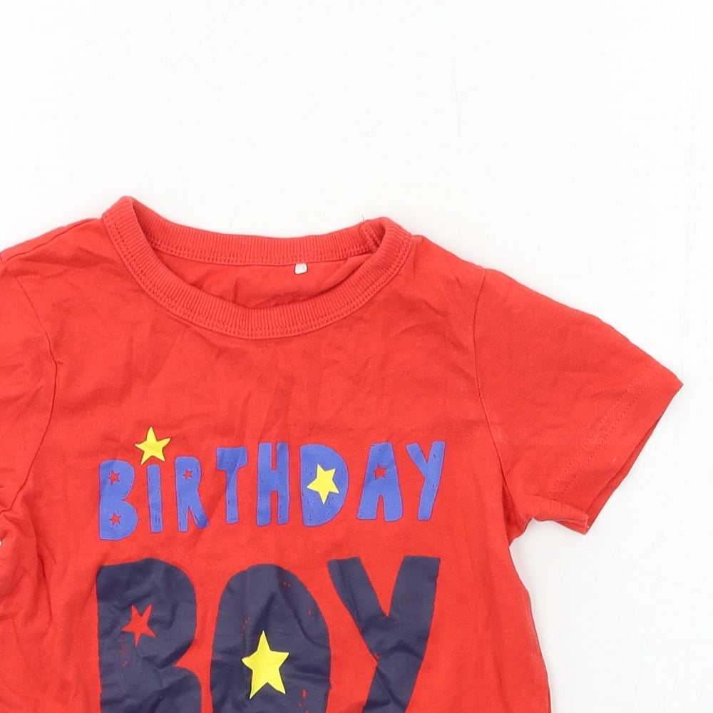 George Boys Red  Jersey Basic T-Shirt Size 2-3 Years  - Birthday Boy