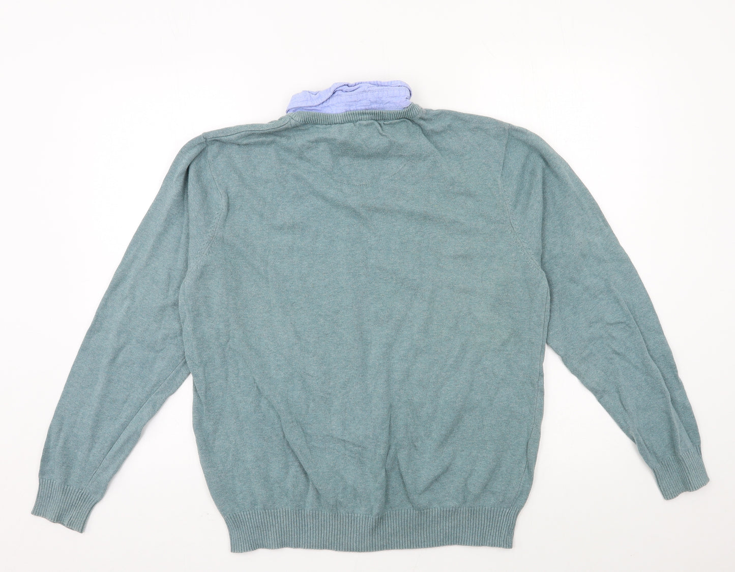 Cotton Traders Mens Blue  Knit Pullover Jumper Size M