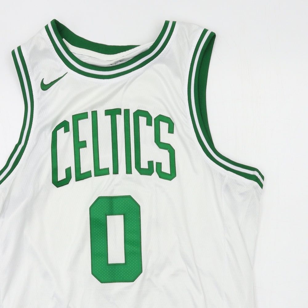 Nike Mens White Geometric Jersey  T-Shirt Size M  - Celtics