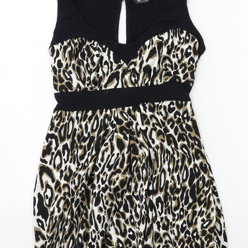 K&D Womens Brown Animal Print Rayon Slip Dress  Size 10