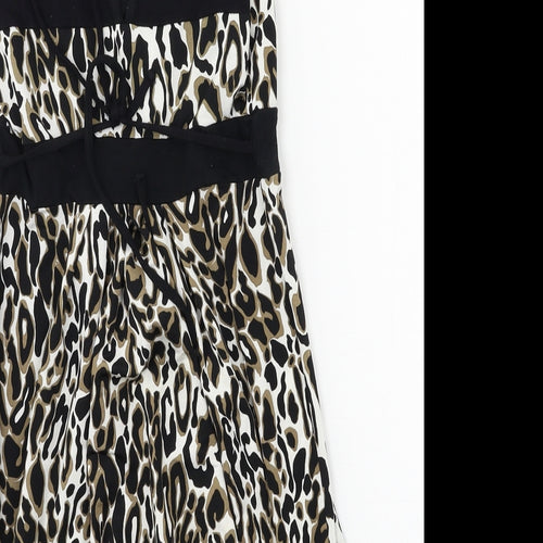 K&D Womens Brown Animal Print Rayon Slip Dress  Size 10