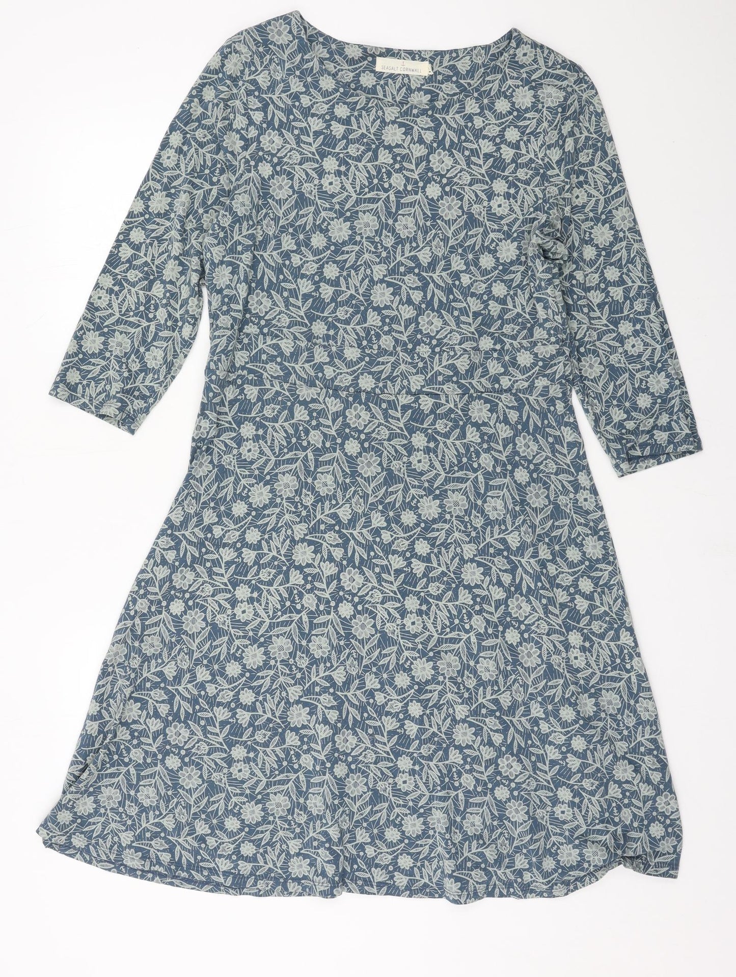 Seasalt Womens Blue Floral Jersey Shift  Size 14