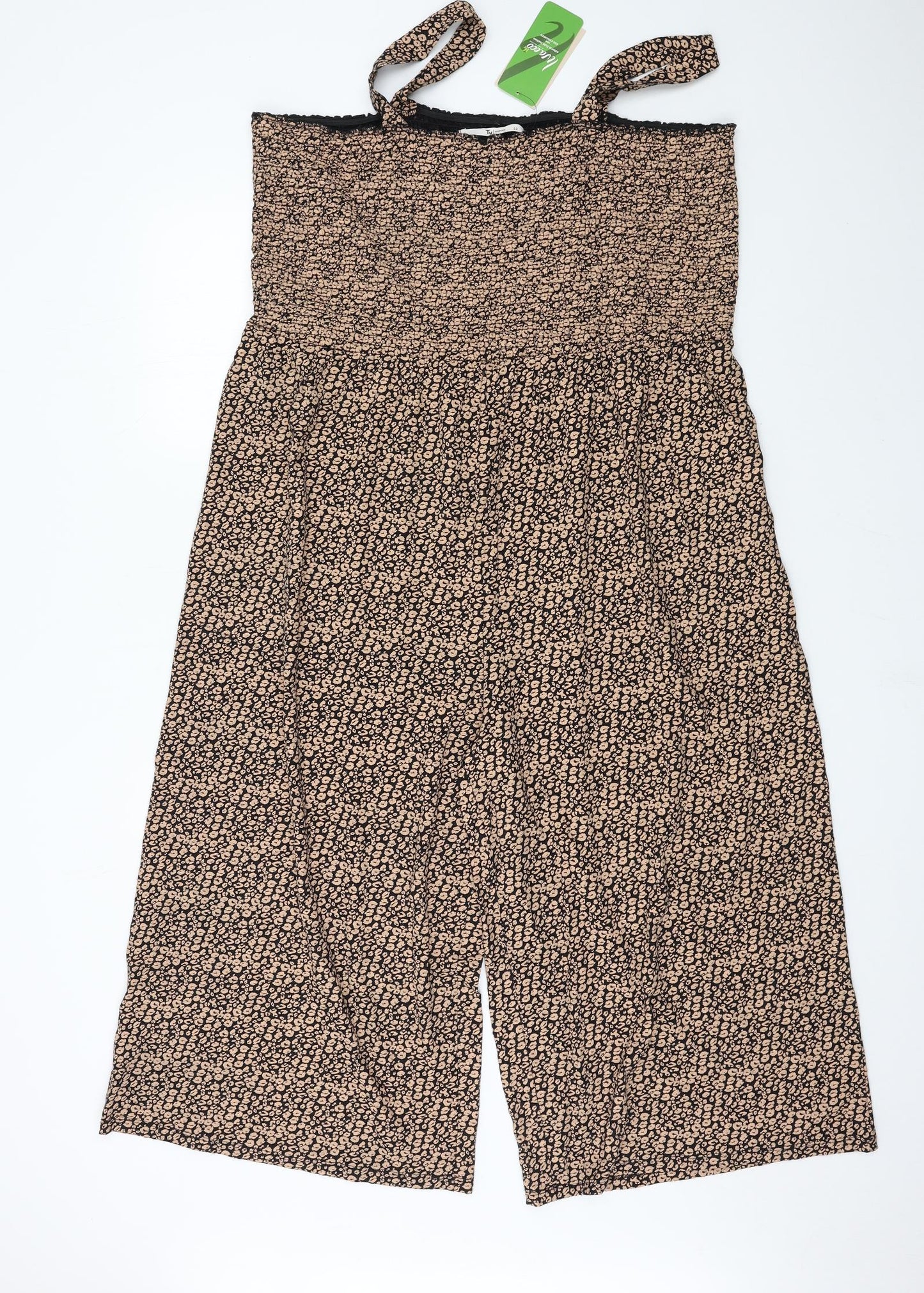 TU Womens Brown Animal Print  Jumpsuit  Size 22 L19 in