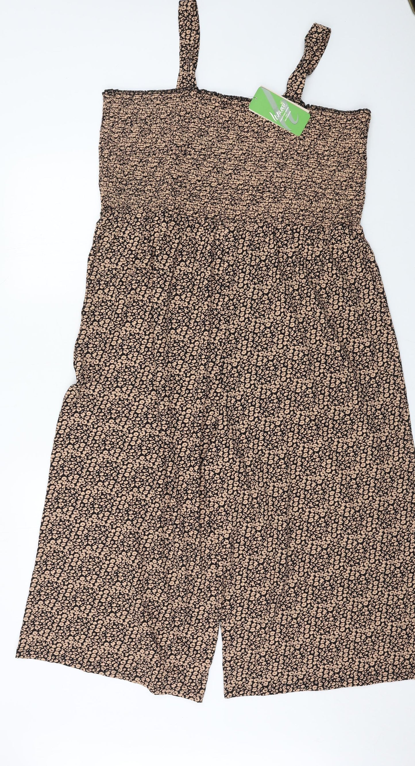 TU Womens Brown Animal Print  Jumpsuit  Size 22 L19 in