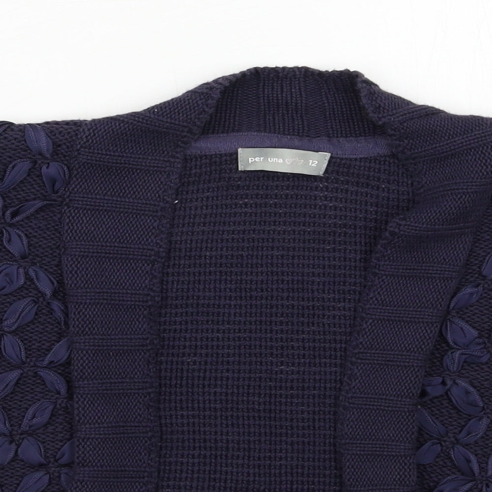 Per Una Womens Black  Knit Cardigan Jumper Size 12