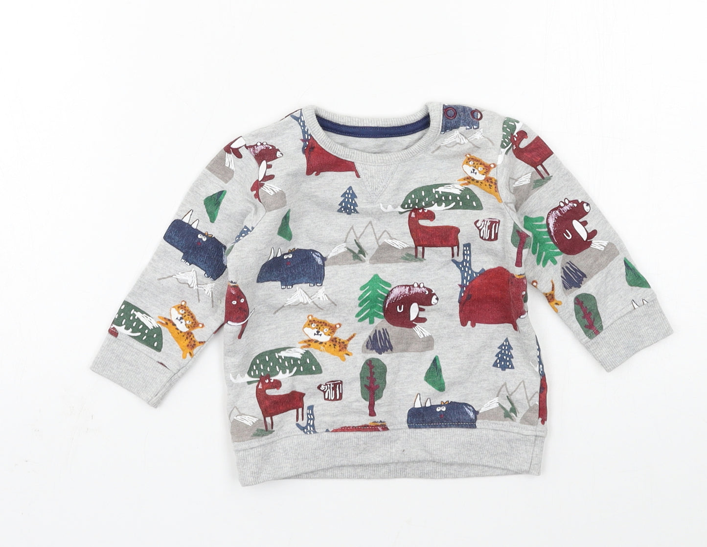 George Boys Grey Geometric Jersey Pullover Jumper Size 3-6 Months  - Bear