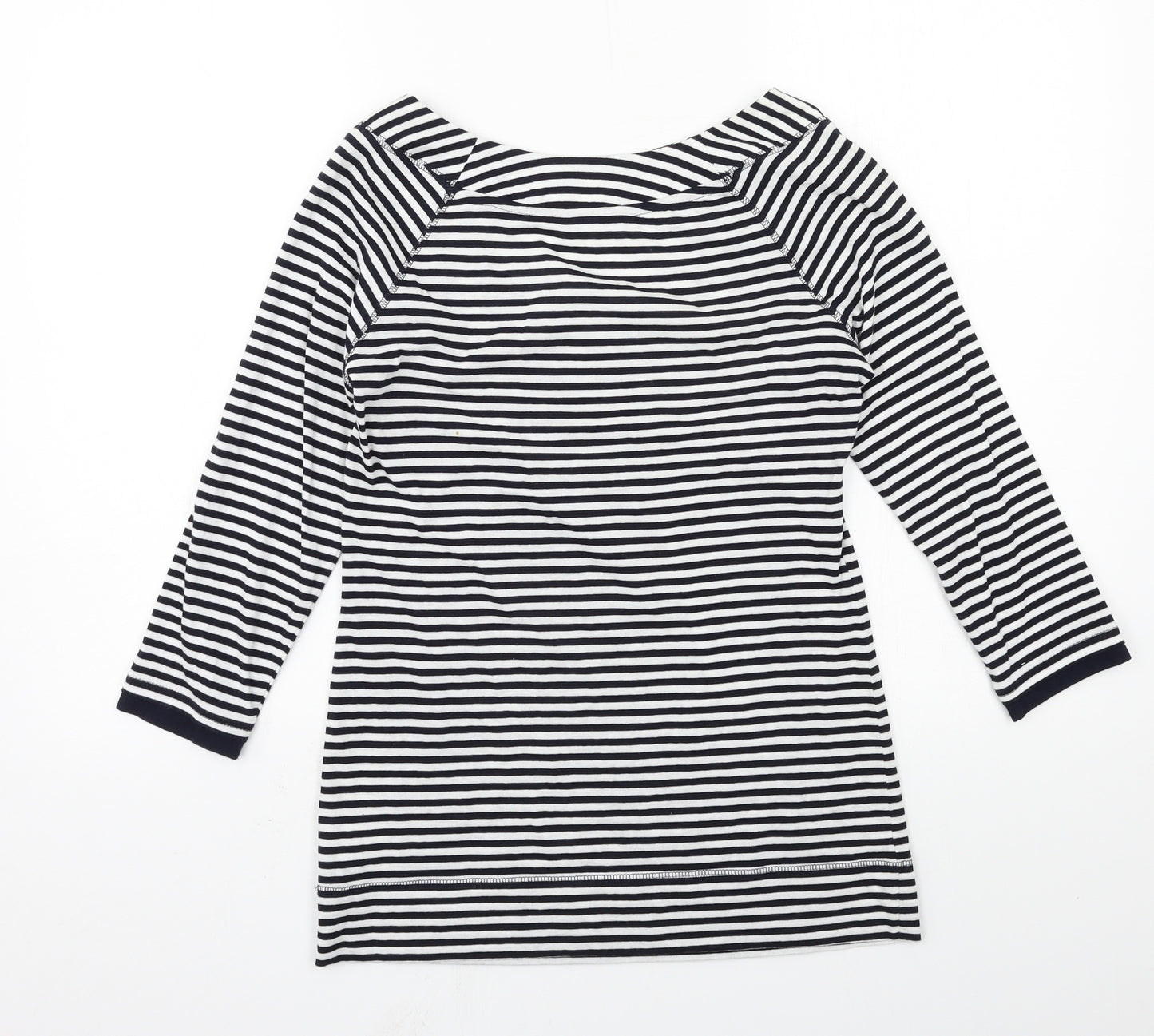 Marks and Spencer Womens Black Striped Jersey Basic T-Shirt Size 10