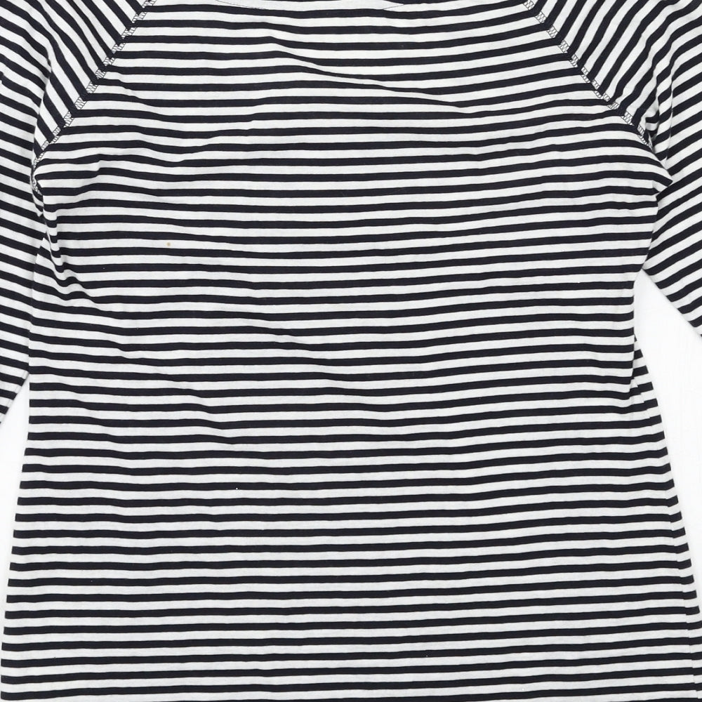 Marks and Spencer Womens Black Striped Jersey Basic T-Shirt Size 10
