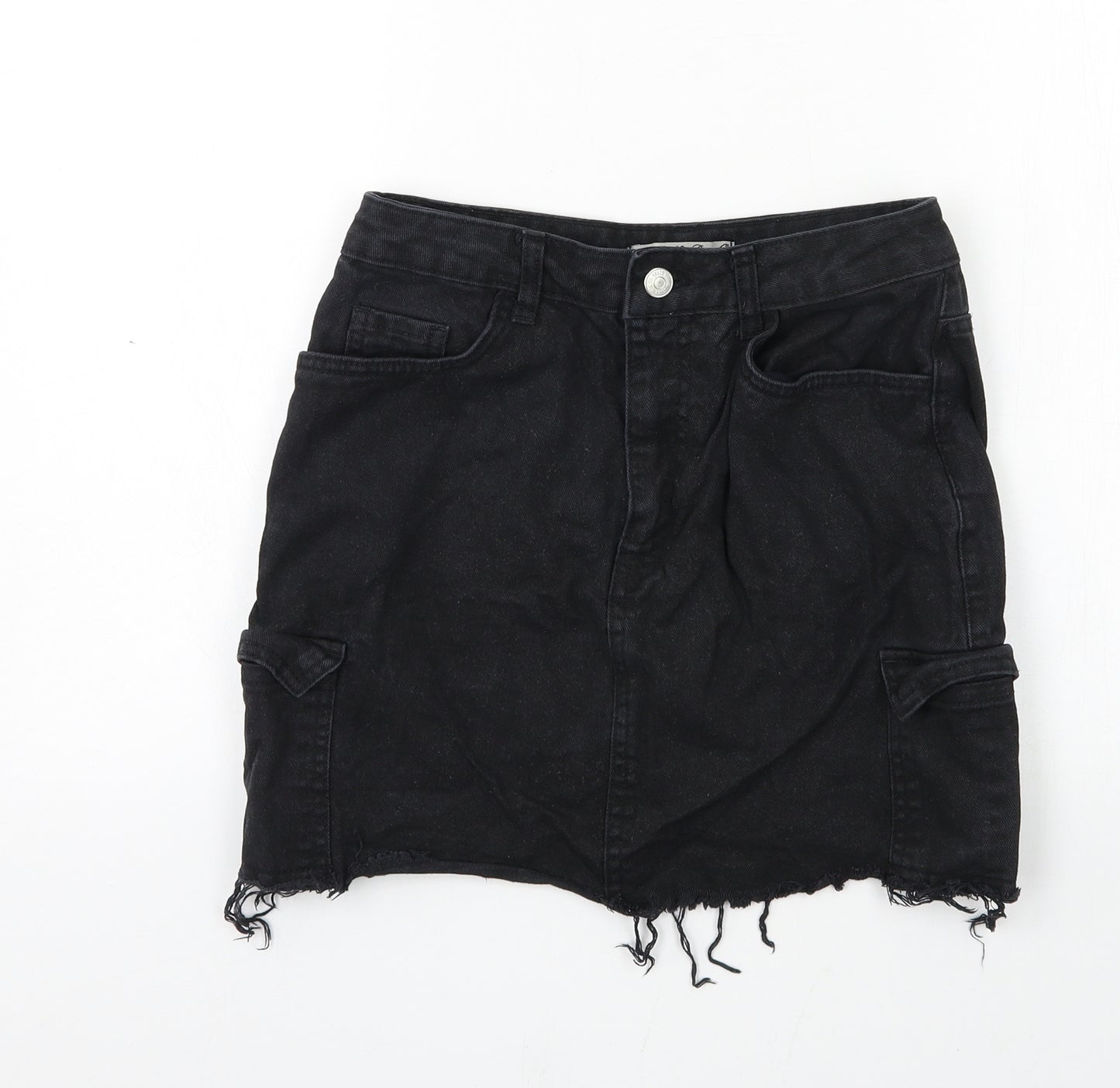 Denim & Co. Womens Black  Denim A-Line Skirt Size 8