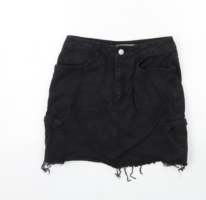 Denim & Co. Womens Black  Denim A-Line Skirt Size 8