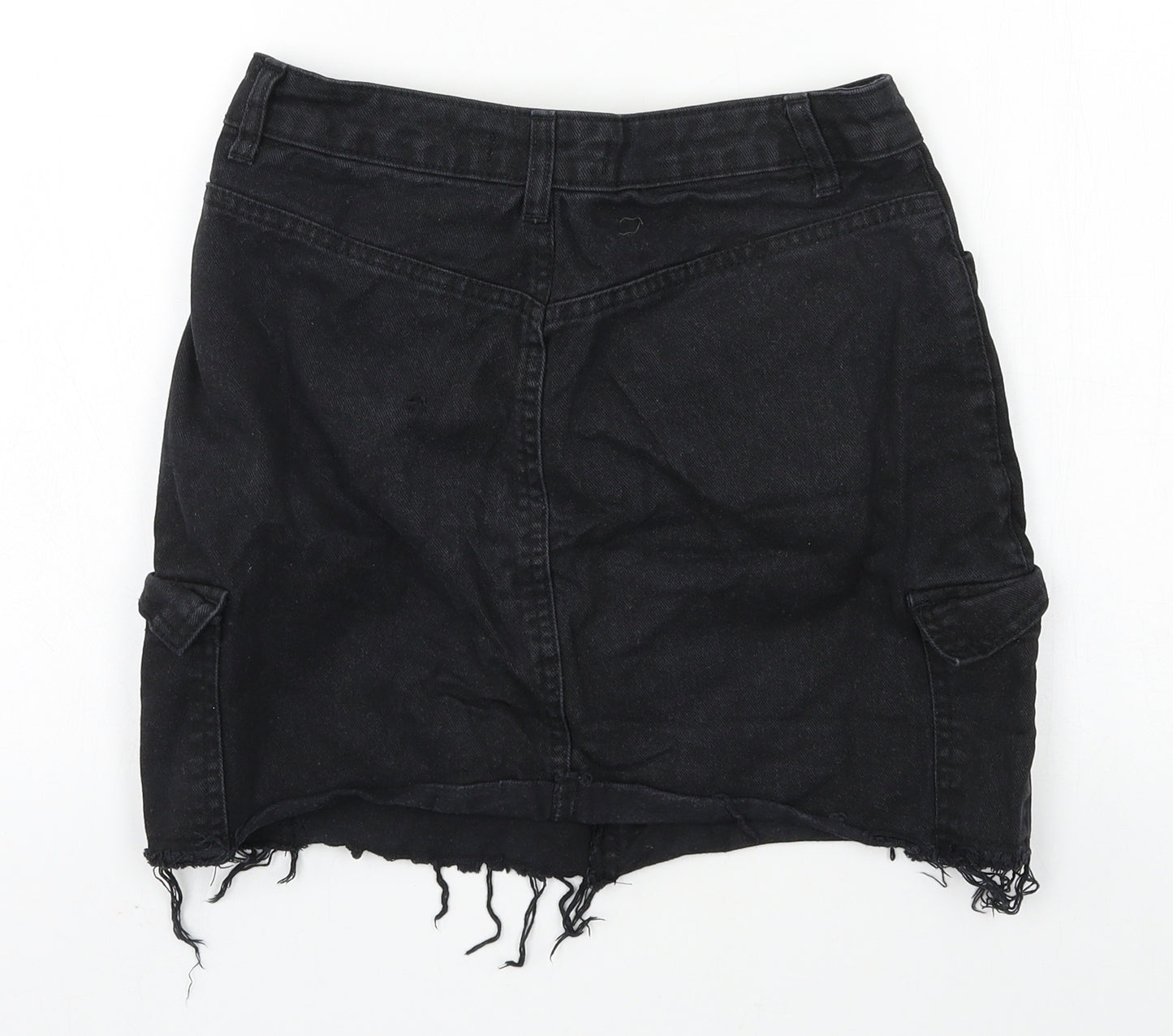 Denim & Co. Womens Black  Denim A-Line Skirt Size 8