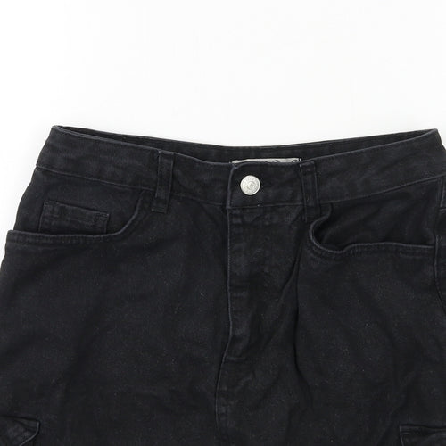 Denim & Co. Womens Black  Denim A-Line Skirt Size 8