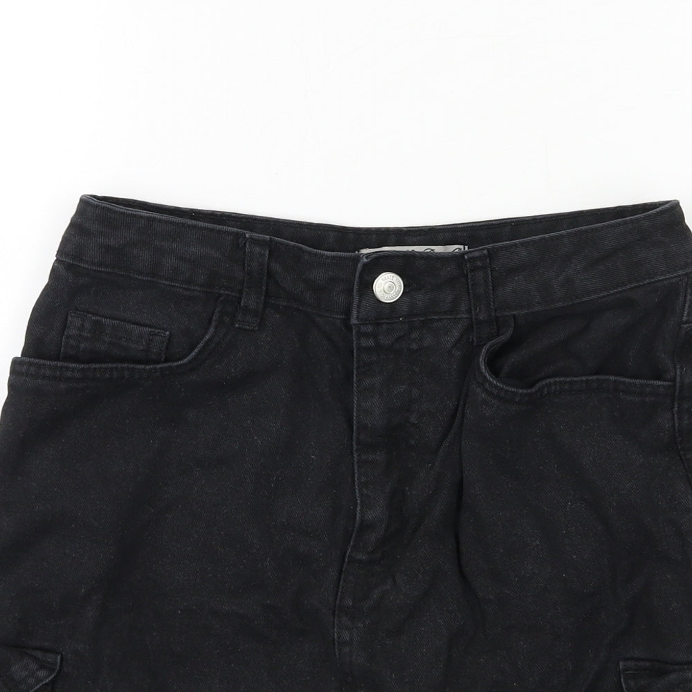Denim & Co. Womens Black  Denim A-Line Skirt Size 8