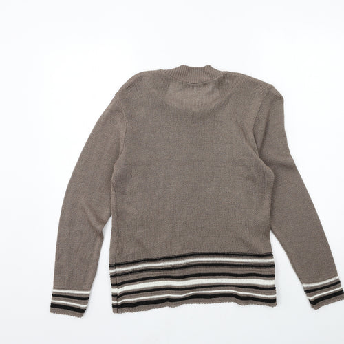 Just Elegance  Womens Brown Striped Knit Pullover Jumper Size S