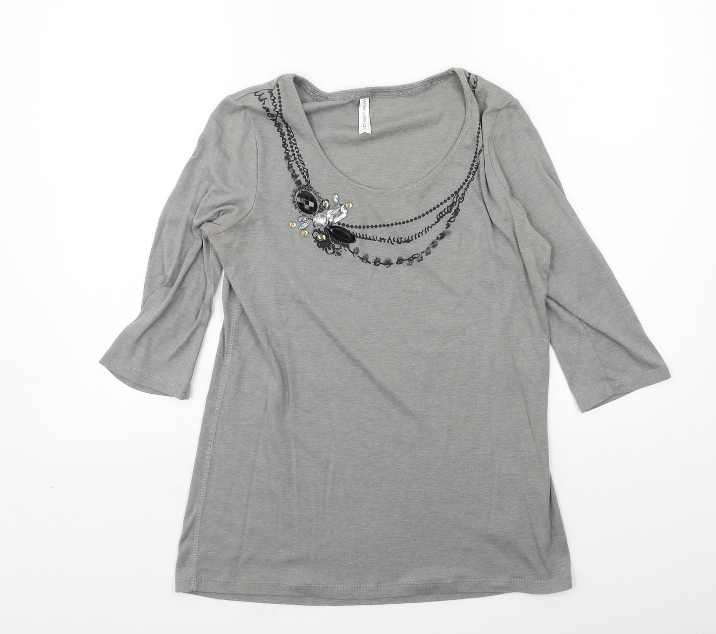 Marks and Spencer Womens Grey  Jersey Basic T-Shirt Size 12