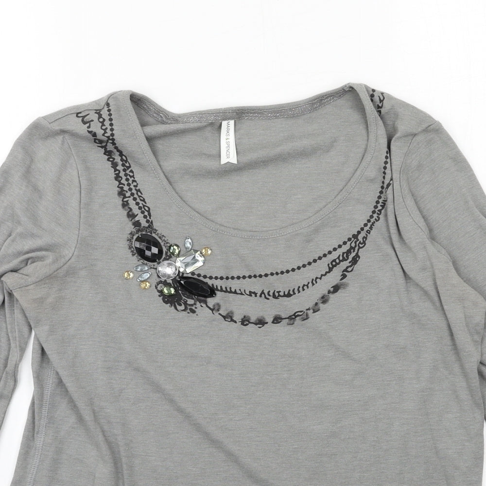 Marks and Spencer Womens Grey  Jersey Basic T-Shirt Size 12