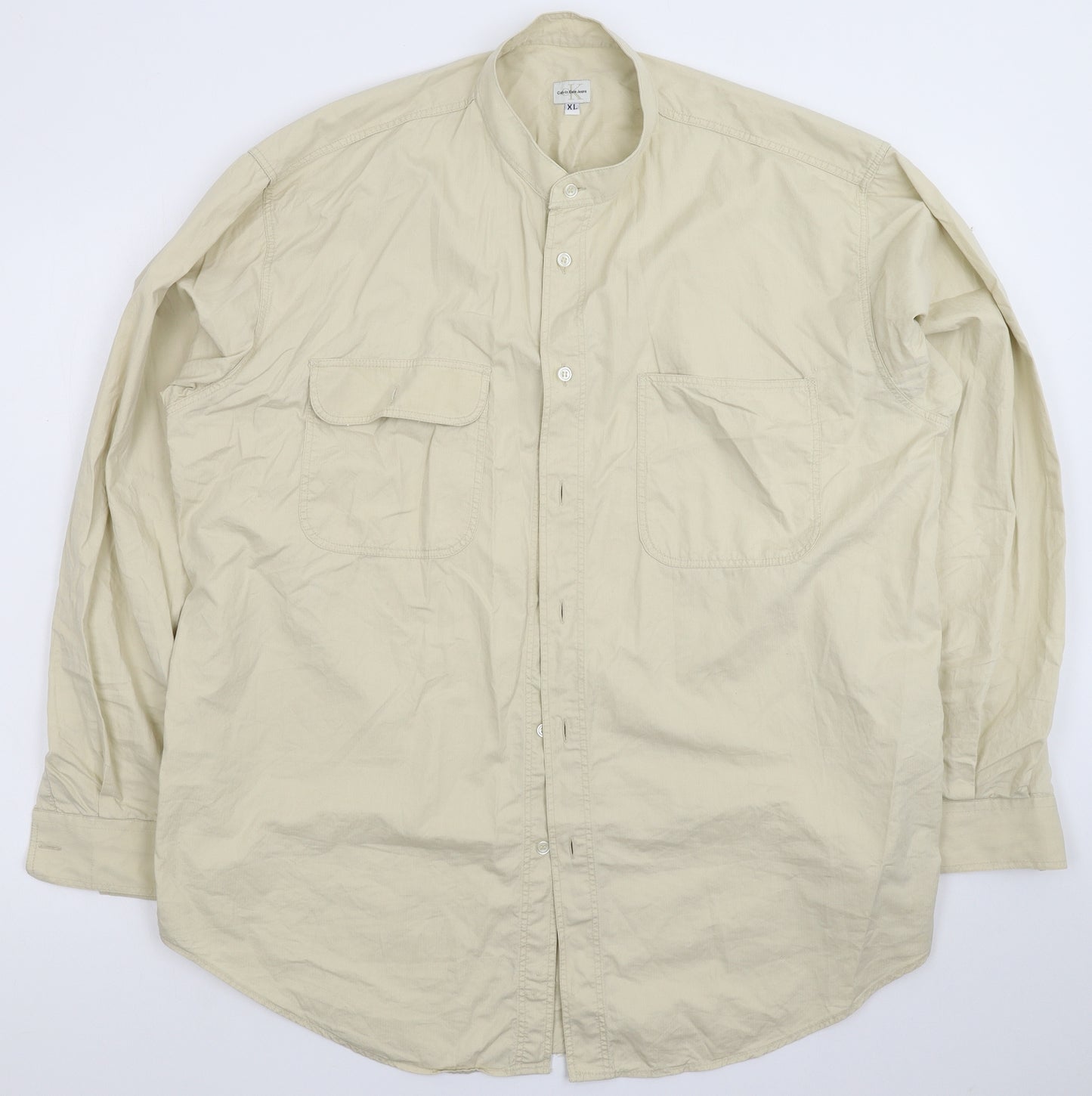 Calvin Klein Mens Beige    Button-Up Size XL