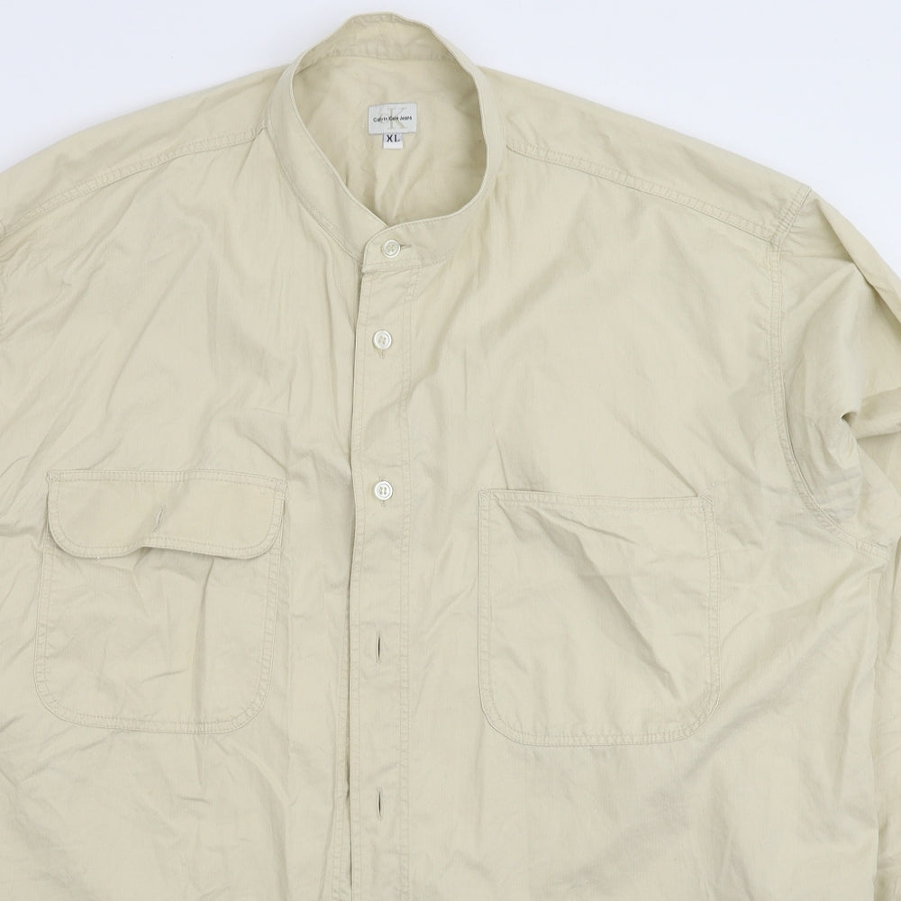 Calvin Klein Mens Beige    Button-Up Size XL