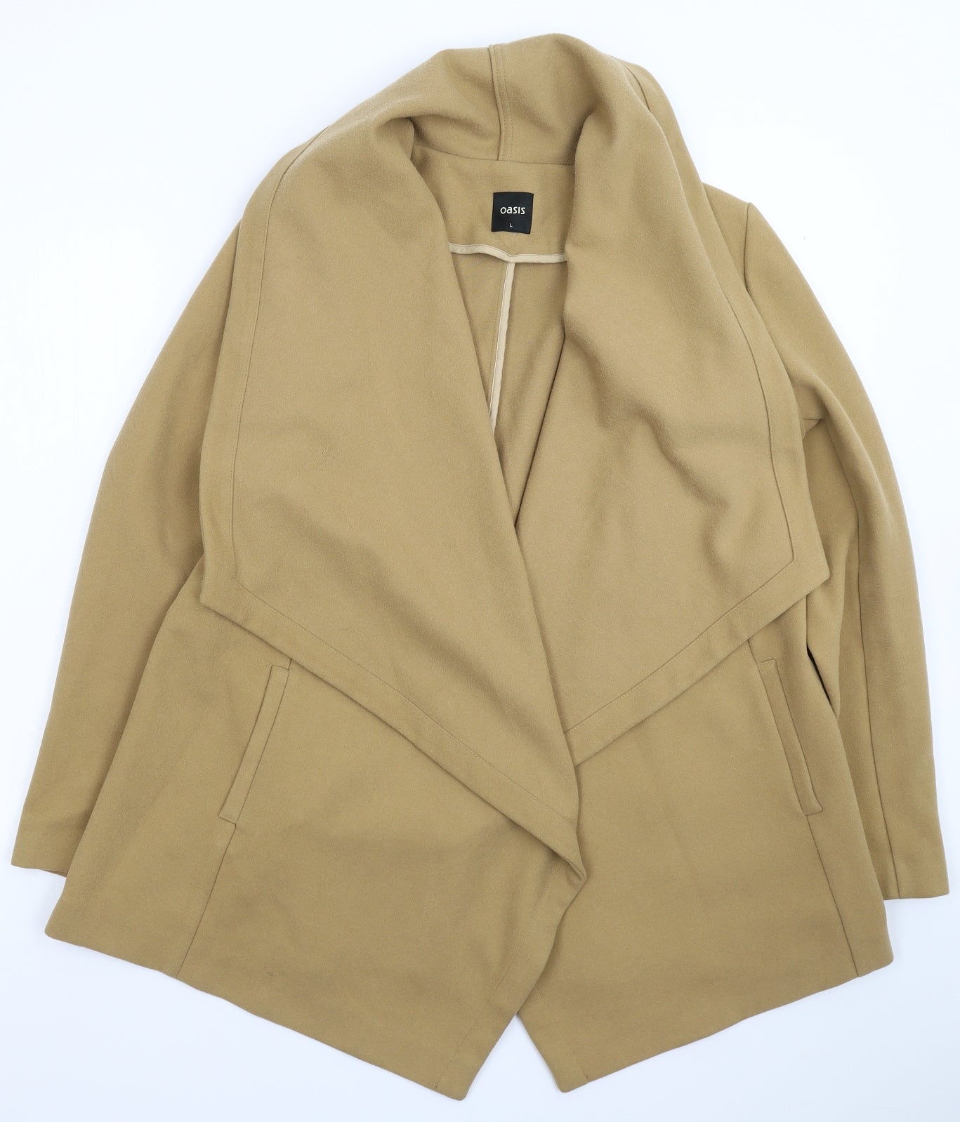Oasis Womens Beige   Pea Coat Coat Size L