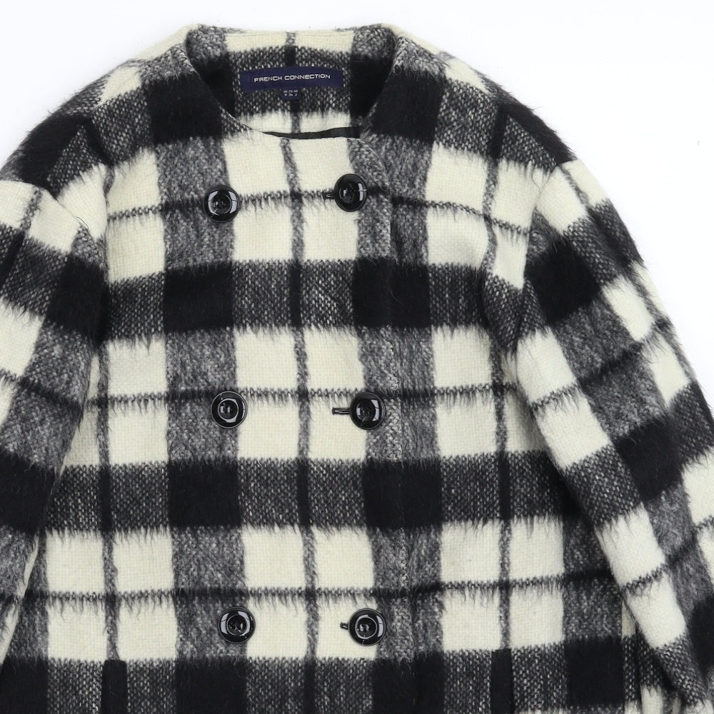 French Connection Womens Multicoloured Check Knit Jacket Coatigan Size 6
