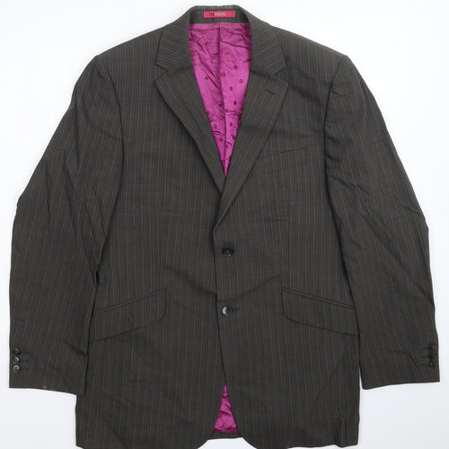 Ten Mens Grey Striped  Jacket Suit Jacket Size 40