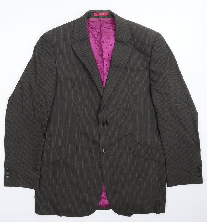 Ten Mens Grey Striped  Jacket Suit Jacket Size 40