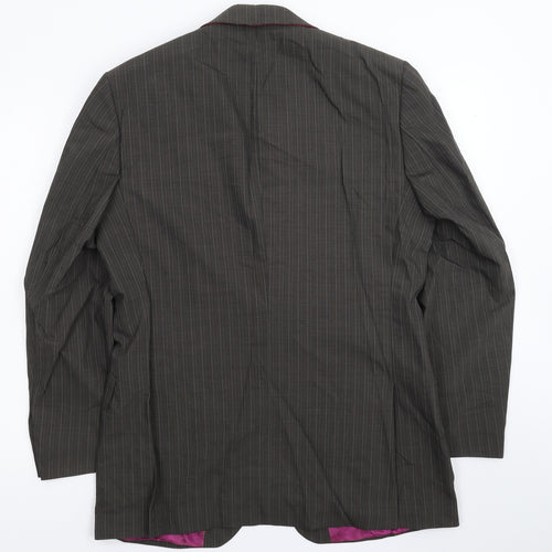 Ten Mens Grey Striped  Jacket Suit Jacket Size 40