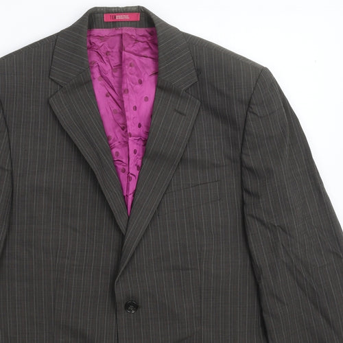 Ten Mens Grey Striped  Jacket Suit Jacket Size 40