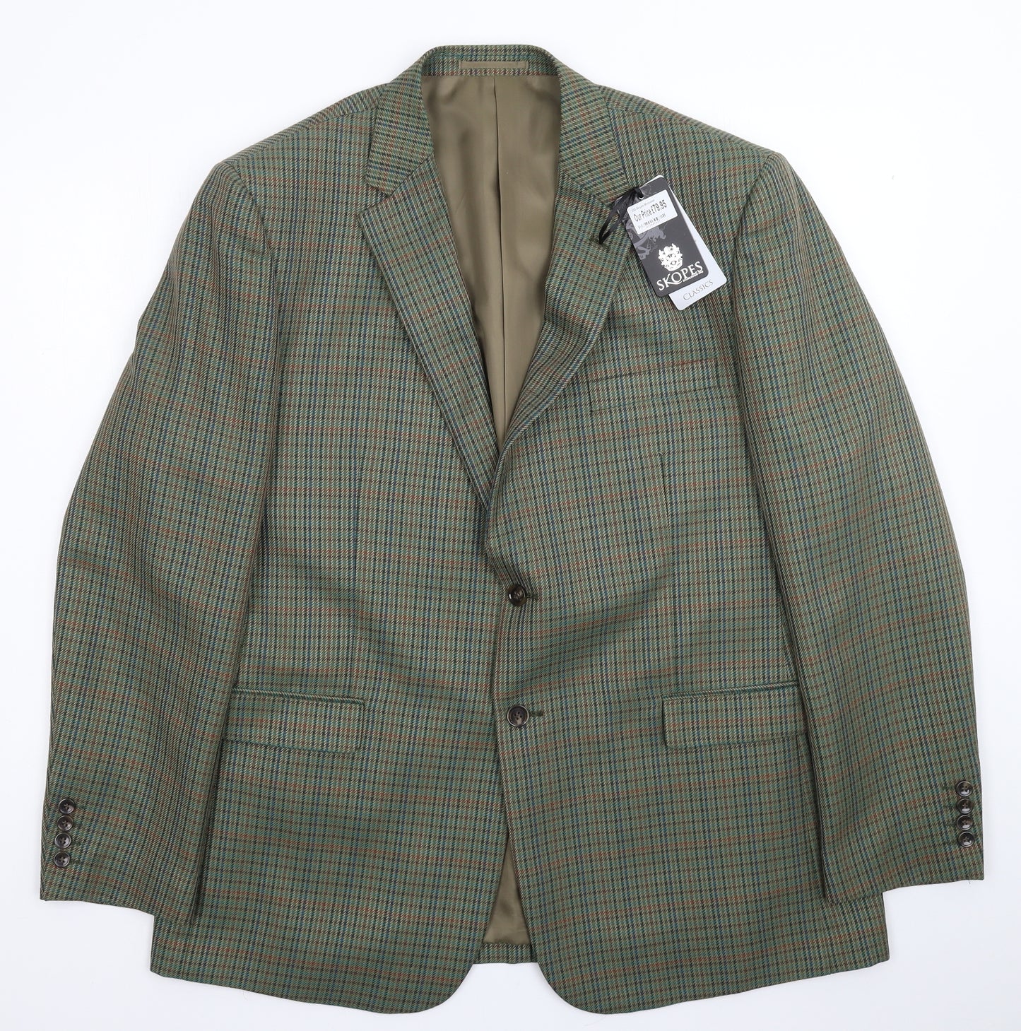 Skopes Mens Green Houndstooth  Jacket Suit Jacket Size 46