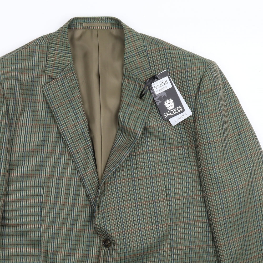 Skopes Mens Green Houndstooth  Jacket Suit Jacket Size 46
