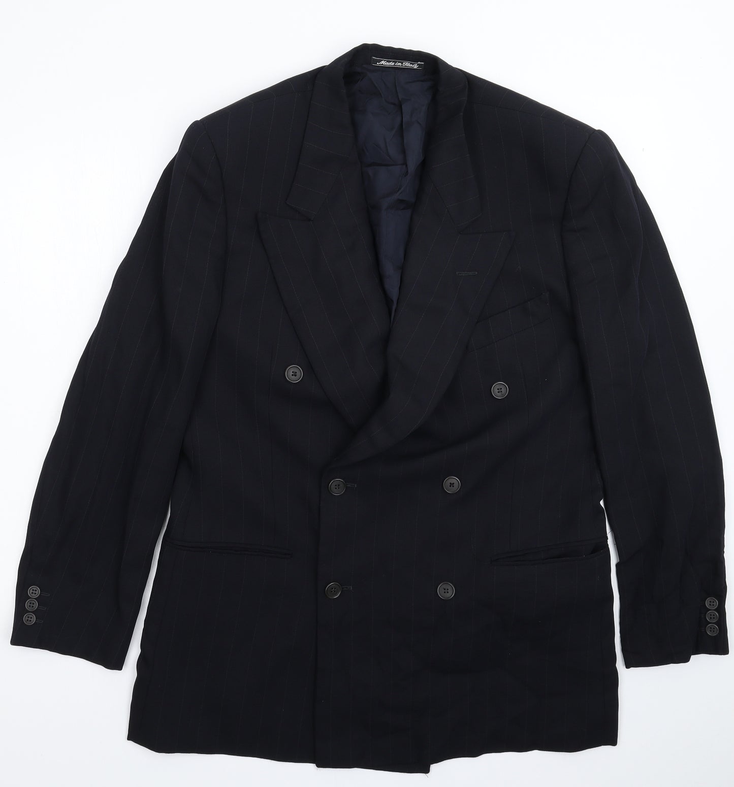Giorgio Armani Mens Blue Striped  Jacket Suit Jacket Size 40