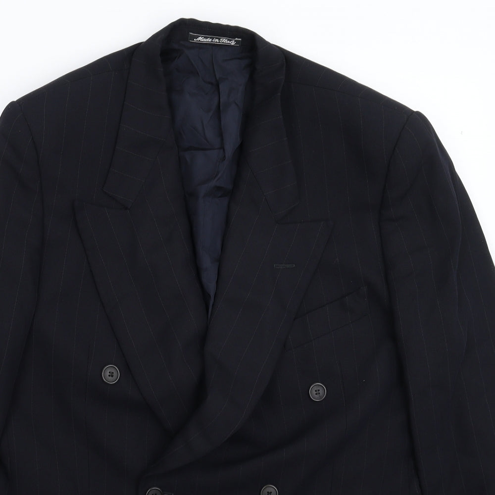 Giorgio Armani Mens Blue Striped  Jacket Suit Jacket Size 40