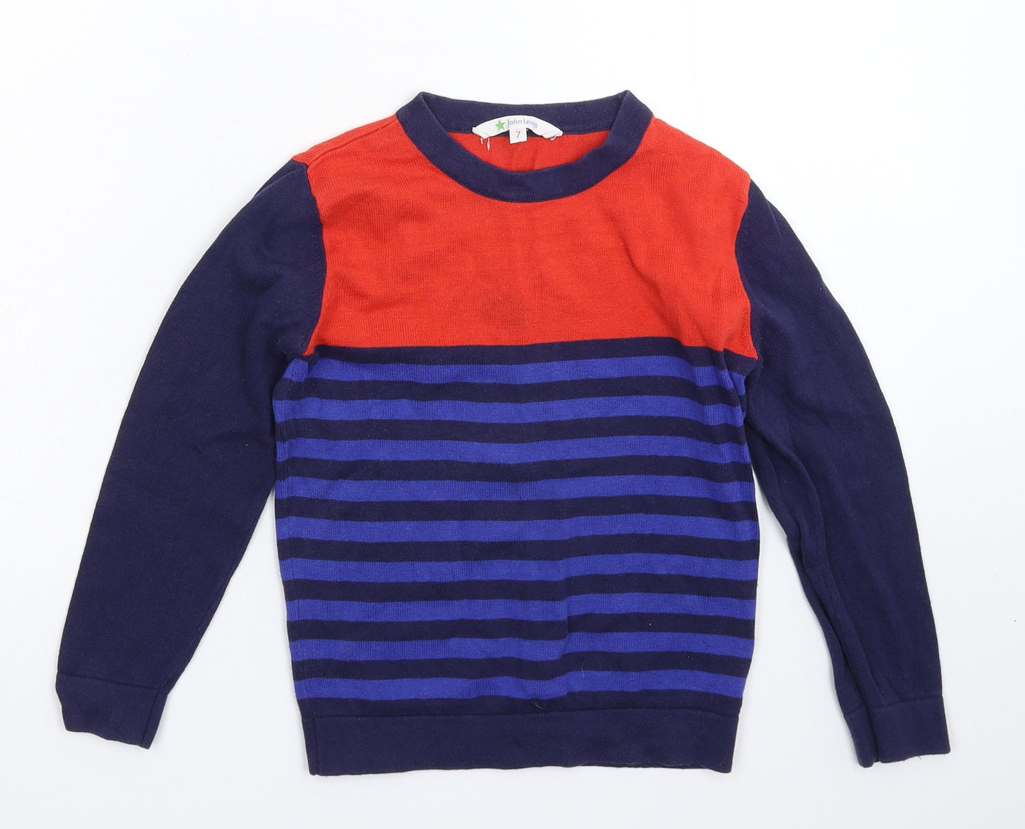 John Lewis Boys Multicoloured Striped Knit Pullover Jumper Size 7 Years