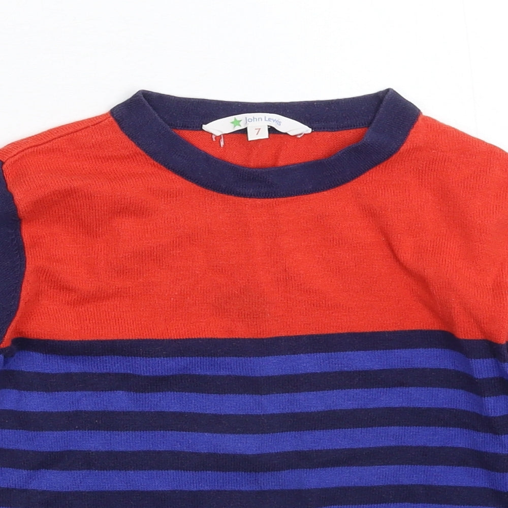 John Lewis Boys Multicoloured Striped Knit Pullover Jumper Size 7 Years