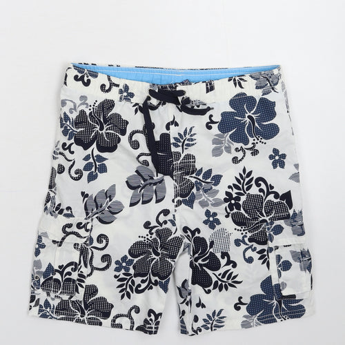 Rebel Active Boys White Floral  Bermuda Shorts Size 6-7 Years