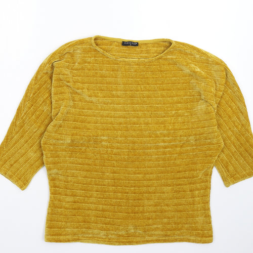 Viz a Viz Womens Yellow  Knit Pullover Jumper Size S