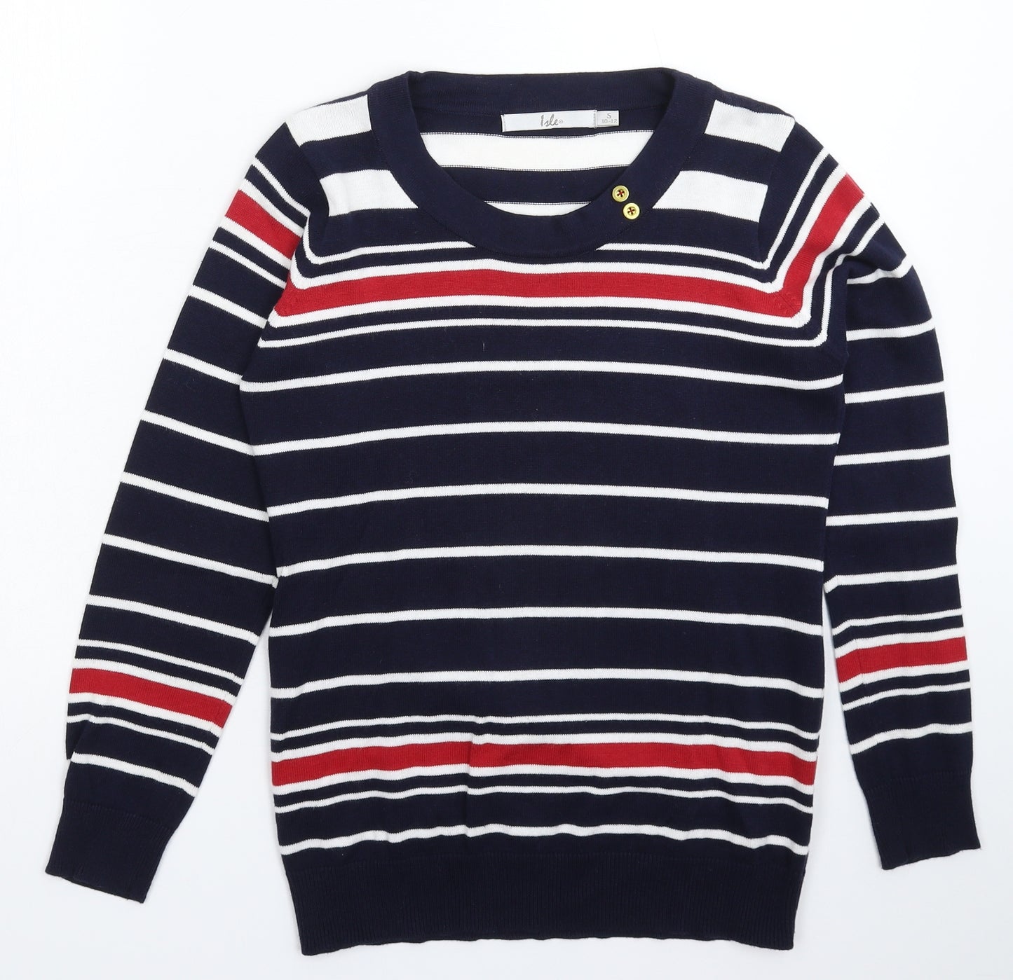 Isle Womens Multicoloured Striped Knit Pullover Jumper Size 12