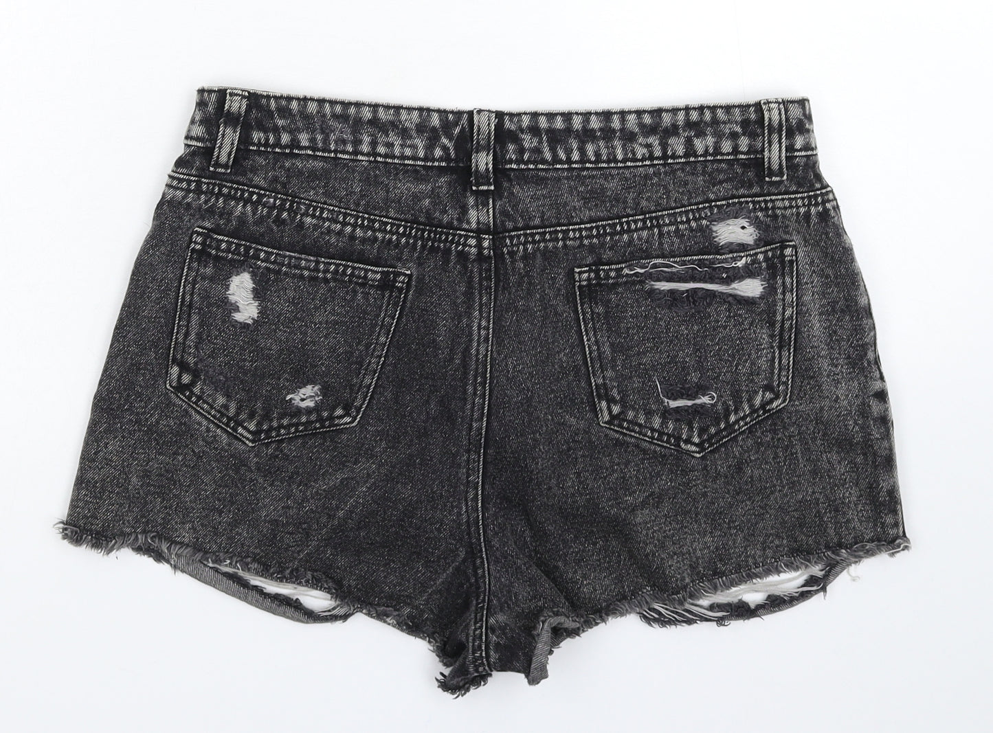 Denim & Co. Womens Grey  Denim Hot Pants Shorts Size 12 - Distressed