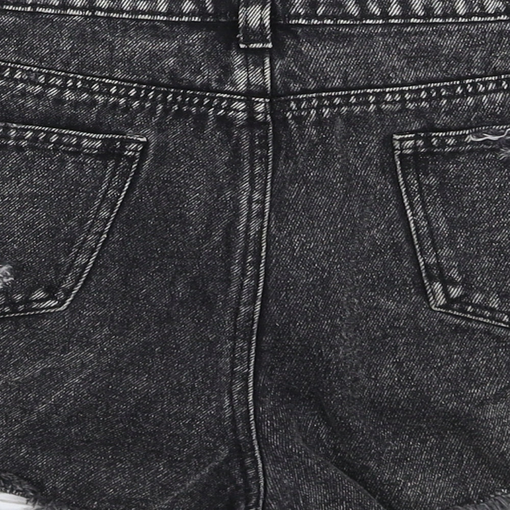 Denim & Co. Womens Grey  Denim Hot Pants Shorts Size 12 - Distressed
