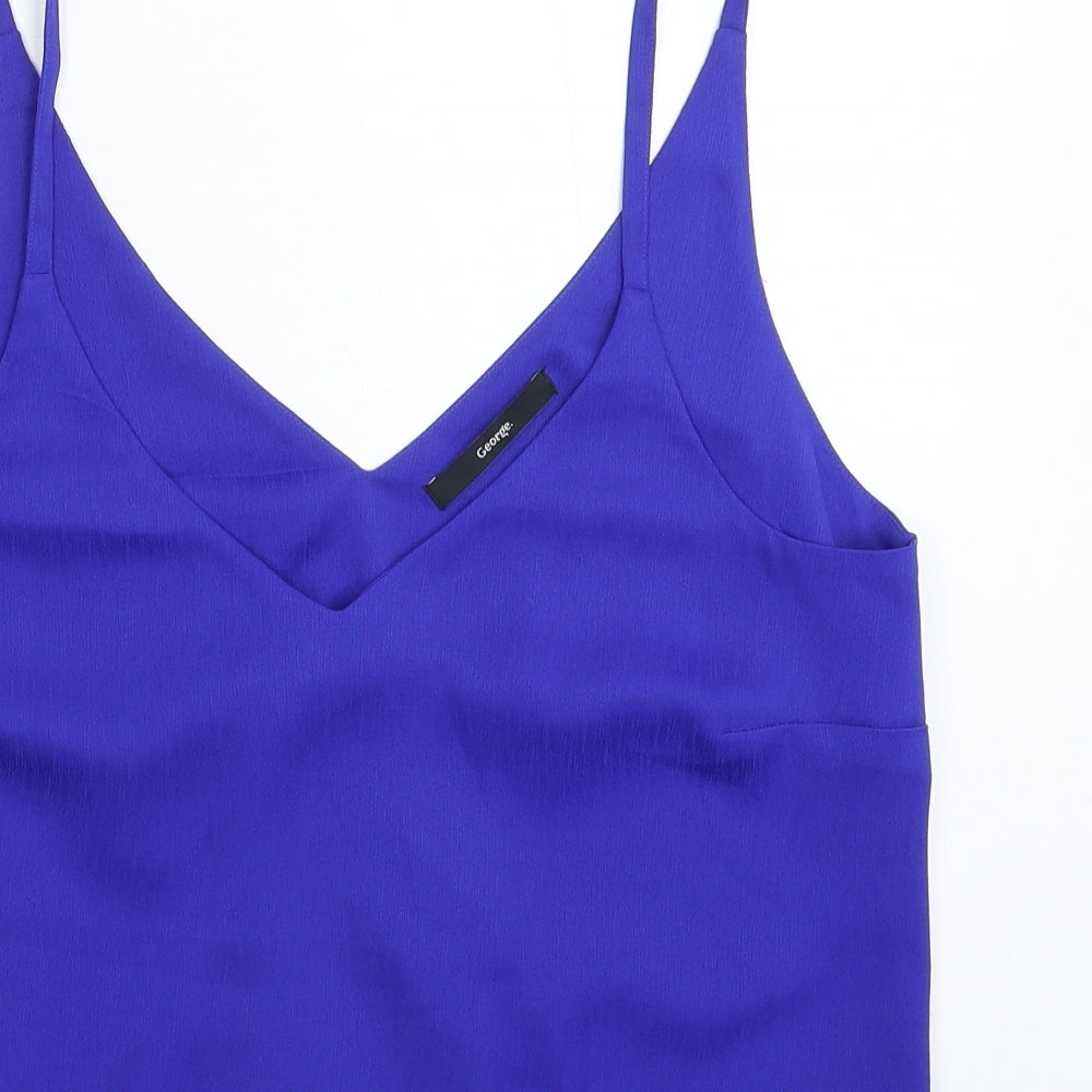 George Womens Blue  Satin Basic Tank Size 12