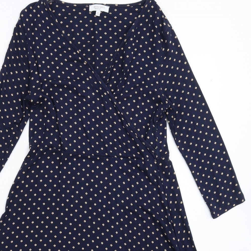 Principles Womens Blue Geometric  Fit & Flare  Size 12