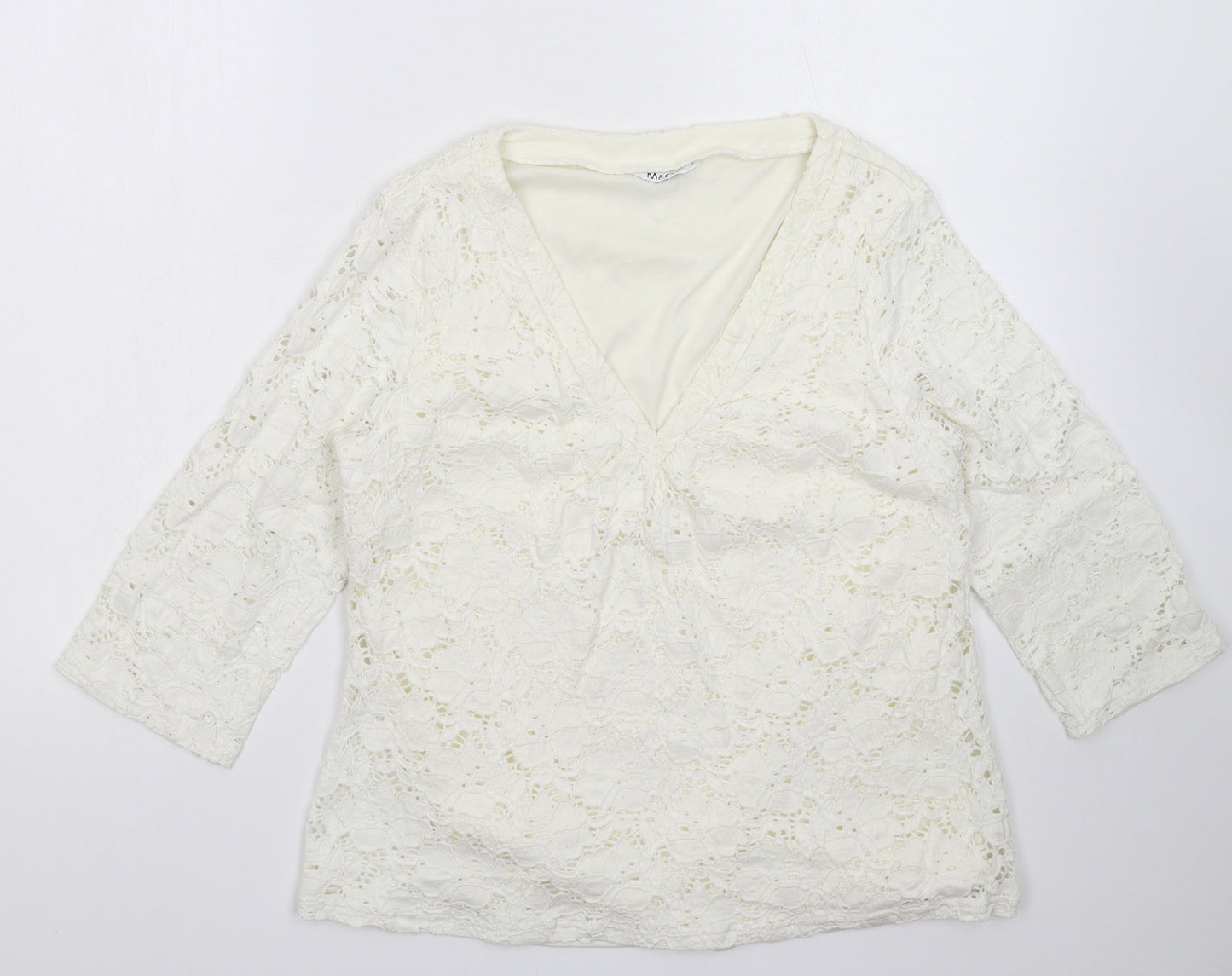 M&Co Womens White   Basic T-Shirt Size M