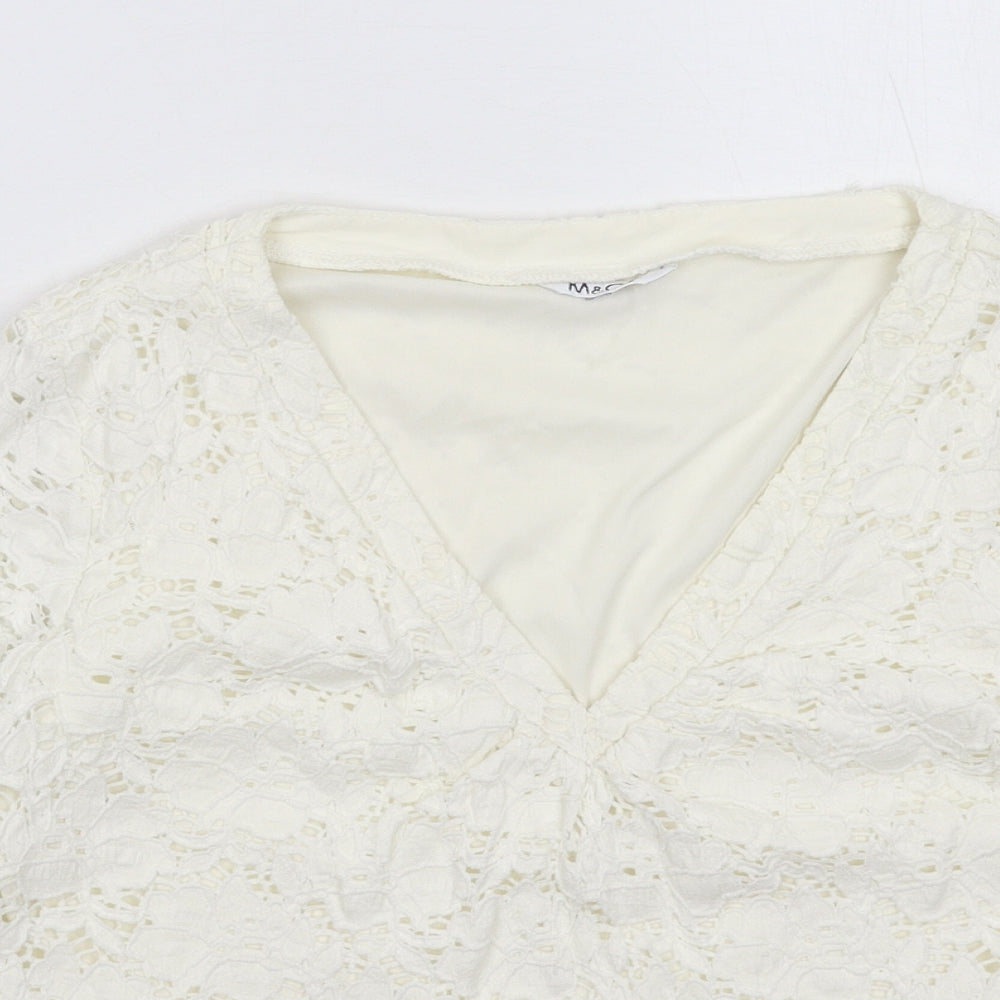 M&Co Womens White   Basic T-Shirt Size M